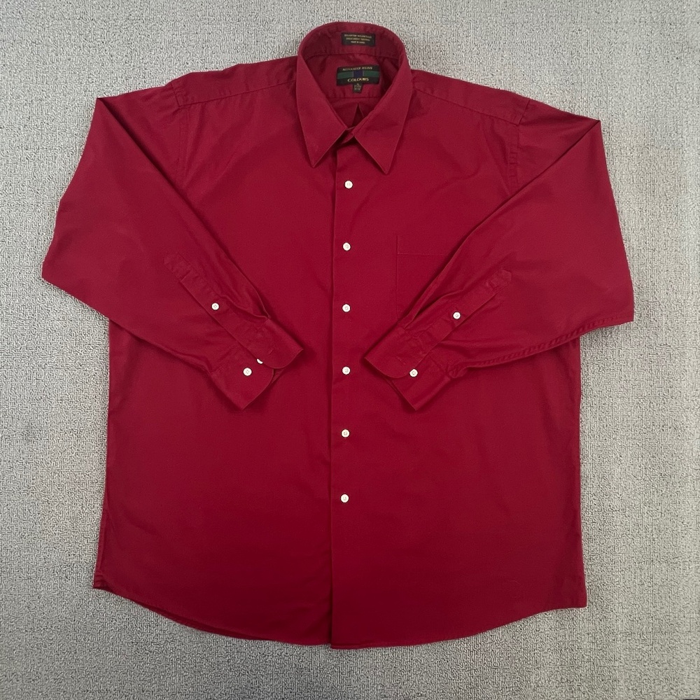 Alexander Julian Colours Shirt XL Burgundy Button Up Single Needle Luxury Men